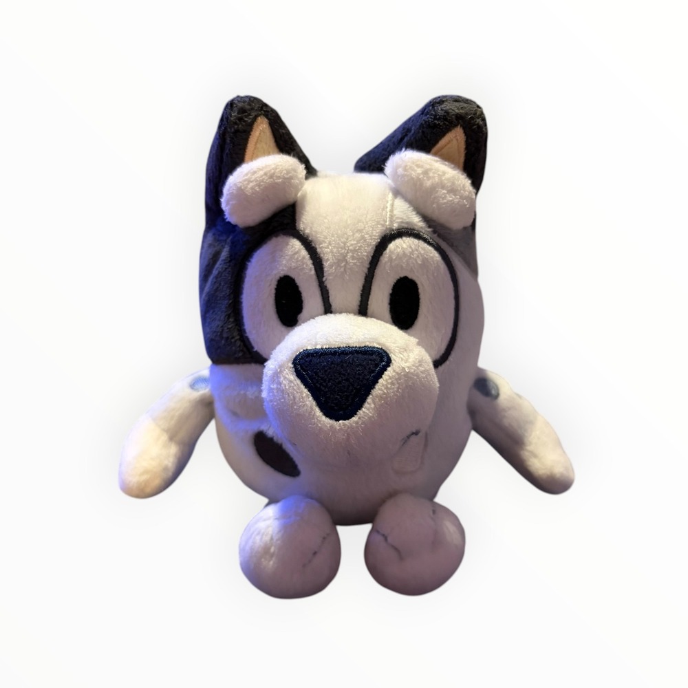 Bluey Muffin Heeler Plush 5 Inch Stuffed Animal Toy White Grey Spotted Dog